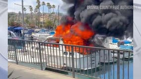 Dramatic video captures massive boat fire in Dana Point