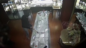 VIDEO: Man runs off with cases of jewelry during smash-and-grab burglary in Glendale