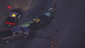 Wrong-way driver causes head-on crash on freeway in Cerritos