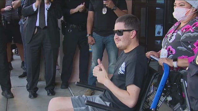 Arcadia police officer given hero's welcome after being released from hospital following shooting