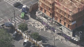 Scaffolding collapse in Hollywood leaves 2 hurt, car destroyed