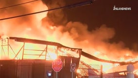 Massive fire breaks out at Chino Airport, destroying hangar