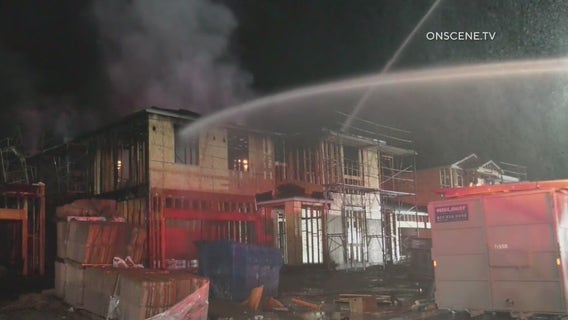 Fire rips through homes under construction in Moreno Valley