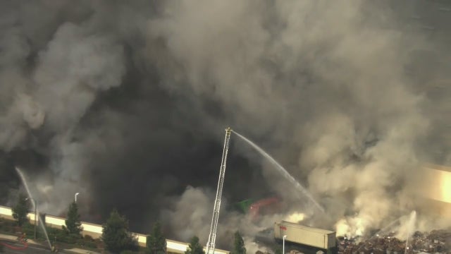 Massive fire erupts at warehouse in Riverside County