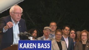 Bernie Sanders visits Playa Vista to show support for Karen Bass