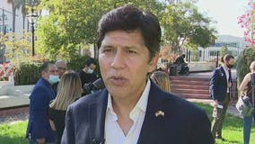 Dozens protest outside LA City Council's Kevin de León's office