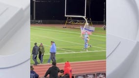 Saugus HS football team brings back 'Thin Blue Line' flag