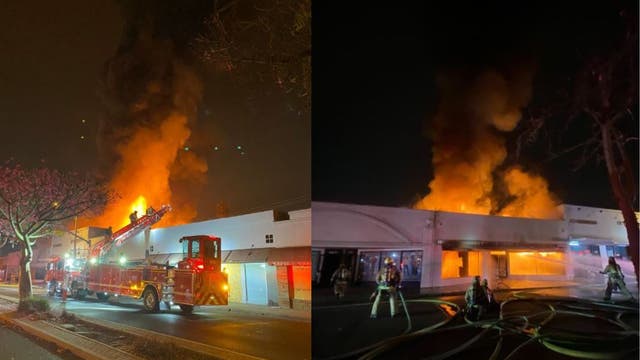 3 firefighters injured while battling fire at Long Beach strip mall
