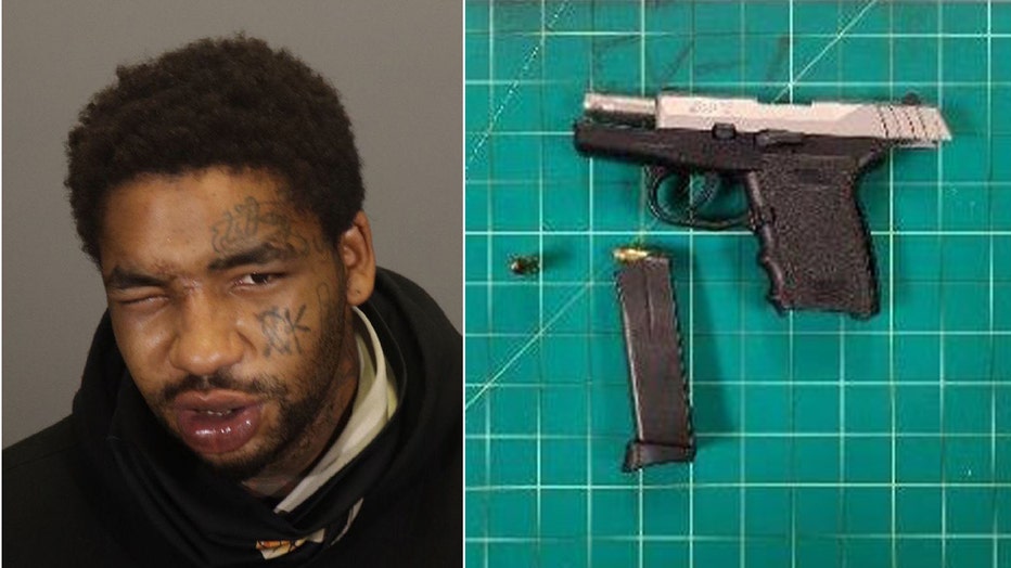 Blake Anderson and the firearm LASD says was on him at the time of the arrest.