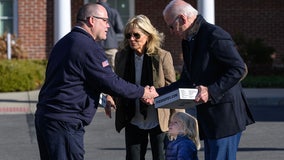 Biden brings Thanksgiving pies to Nantucket first responders