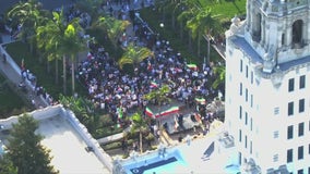 Protesters rally in Beverly Hills in solidarity with Iranian women