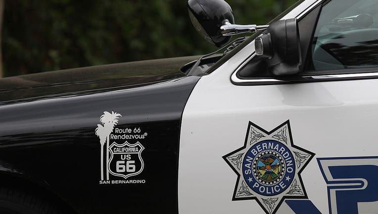 A closeup shot of a San Bernardino Police car