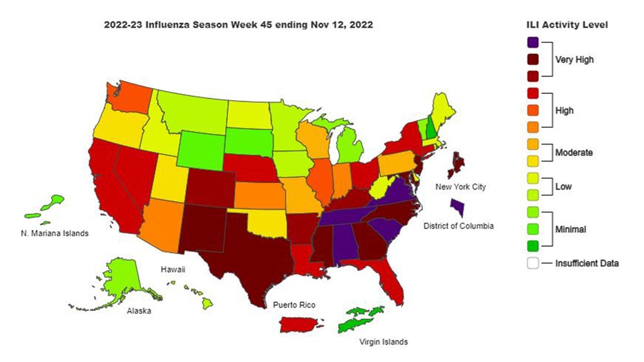 CDC Map Shows Where Flu Cases Have Spiked In The US FOX 11 Los Angeles   CDC Flu Map 1 