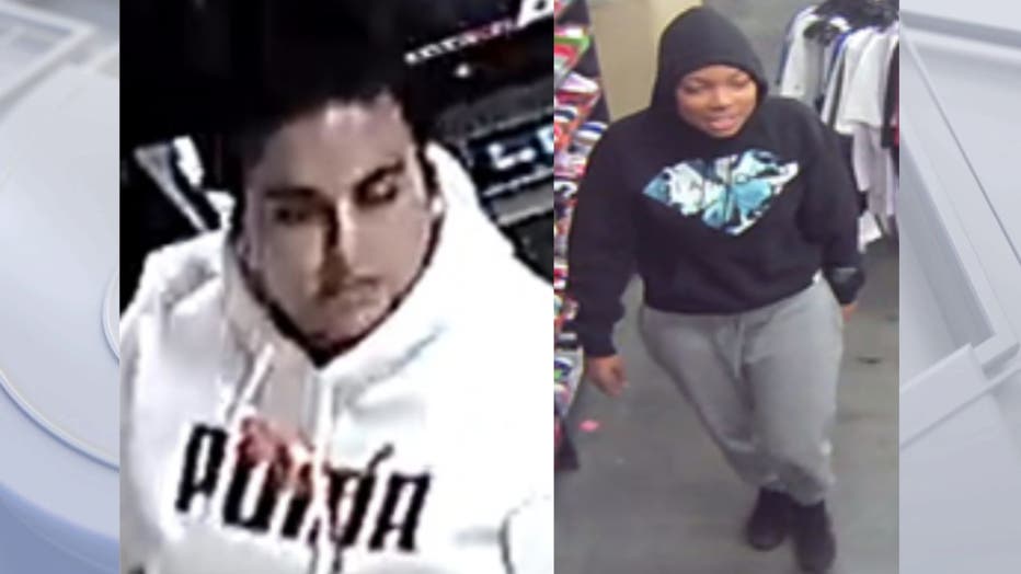 LAPD released photos of two people wanted in connection to the Westlake bus stop shooting. PHOTO: LAPD
