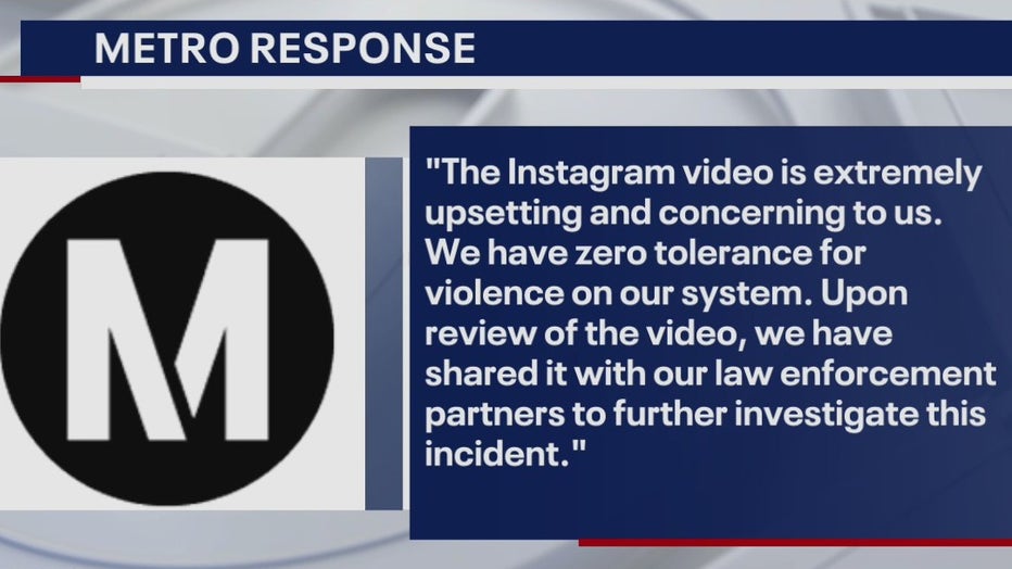 LA Metro issued a statement after a video on social media showed a violent confrontation on the Blue Line.