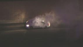Car at center of police chase catches fire on 71 Freeway in Ontario area
