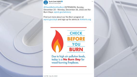 No-burn order extended through Dec. 26 in SoCal
