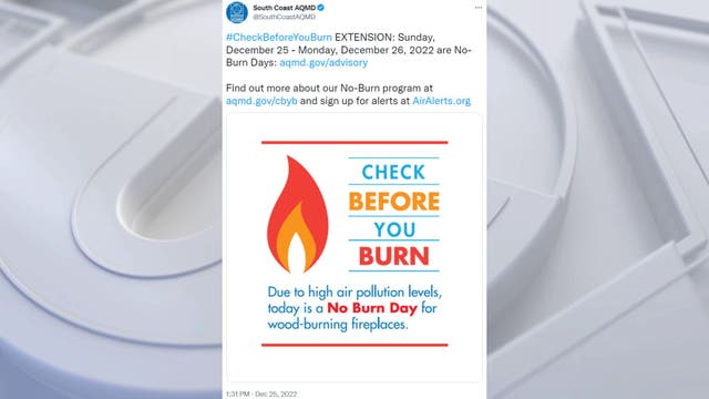 No-burn order extended through Dec. 26 in SoCal