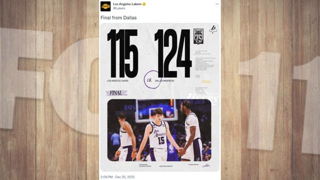 Lakers fall to Mavs on Christmas Day; Losing streak extended to 4