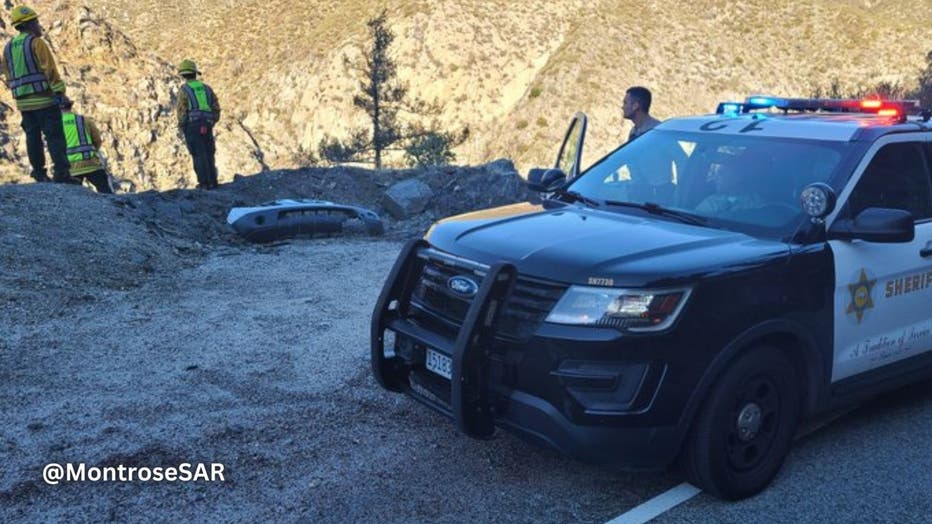 The Montrose Search and Rescue Team tracks down two people stranded with no cell signal after being in a crash in the Angeles National Forest. PHOTO: Montrose Search and Rescue Team