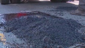 Crews working to repair potholes around California after heavy rains drenched state