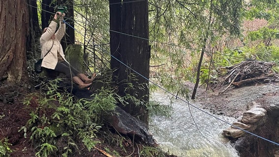 California community uses zip line to access homes following atmospheric river storms