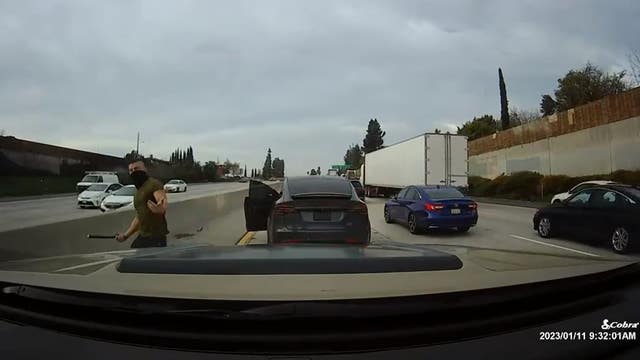 Video shows Tesla driver attack another vehicle on SoCal freeway