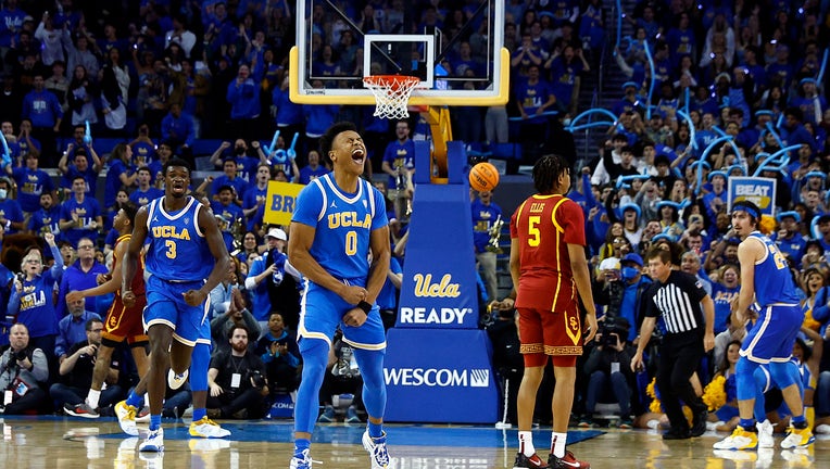Jaylen Clark #0 of the UCLA Bruins reacts against the USC Trojans in the second half. (Photo by Ronald Martinez/Getty Images)
