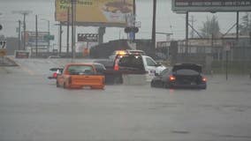 Multiple vehicles stuck in flood waters near Burbank Airport