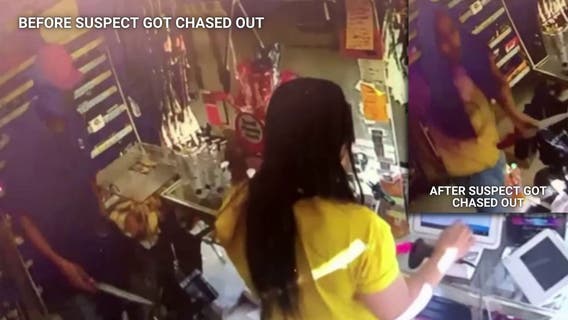 LA store clerk snatches large knife from would-be robber, chases him out of business