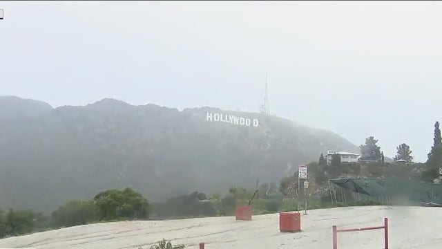 Hollywood sign sees snow, hail during coldest storm in years
