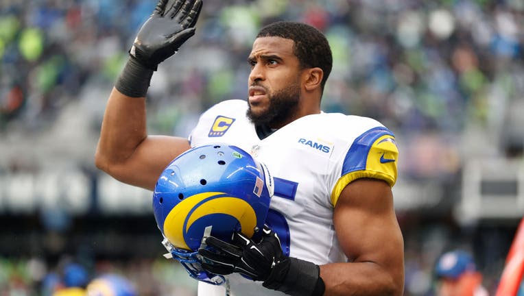 Bobby Wagner #45 of the Los Angeles Rams looks on during the third quarter against the Seattle Seahawks at Lumen Field on January 08, 2023 in Seattle, Washington. (Photo by Steph Chambers/Getty Images)