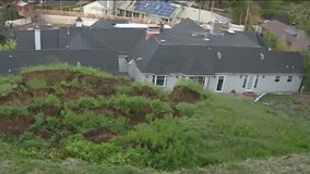 Hillside slips away behind Pacific Palisades home