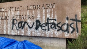 Ronald Reagan Presidential Library sign vandalized ahead of DeSantis visit