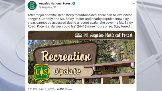 Mt. Baldy area remains closed due to 'avalanche danger'