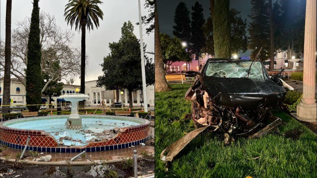 As safety improvements begin for Plaza Park, suspect crashes into iconic fountain