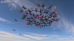 VIDEO: 101 skydivers over 60 set record in California