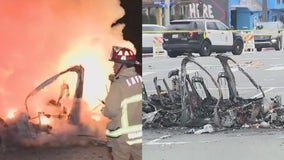 1 dead, 3 injured in fiery overnight crash on Sunset Strip