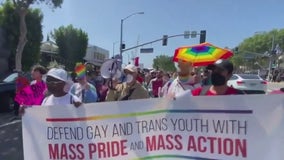 Protesters decry anti-LBTQ bills during West Hollywood 'Drag March'