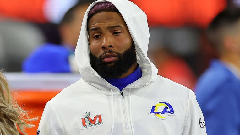 Odell Beckham Jr. #3 of the Los Angeles Rams looks on from the bench area in the fourth quarter against the Cincinnati Bengals. (Photo by Kevin C. Cox/Getty Images)