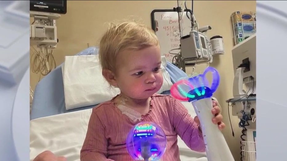 Rami sits in a hospital bed at Children's Hospital Los Angeles.