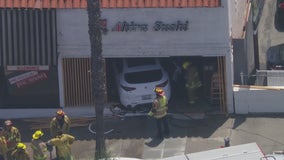 Car crashes through front of Studio City sushi restaurant