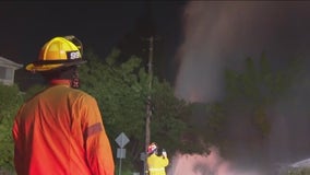 Sherman Oaks homes flooded by sheared fire hydrant
