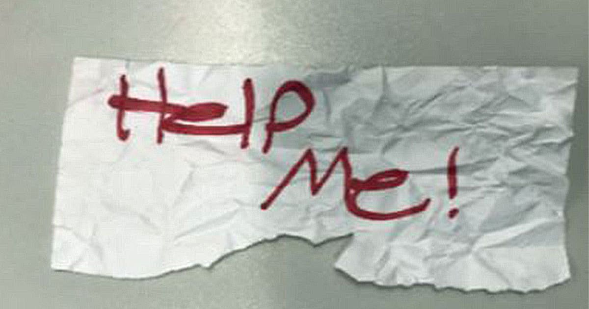 Hostage Help Me Note 13-year-old girl kidnapped from Texas waves 'help me' note to people ...