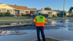 Tarzana neighborhood sees flooding, possible sinkhole after water main burst