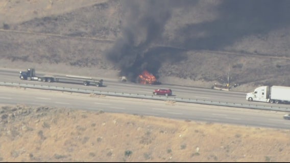 Vista Fire: Flaming car sparks brush fire along 5 Freeway