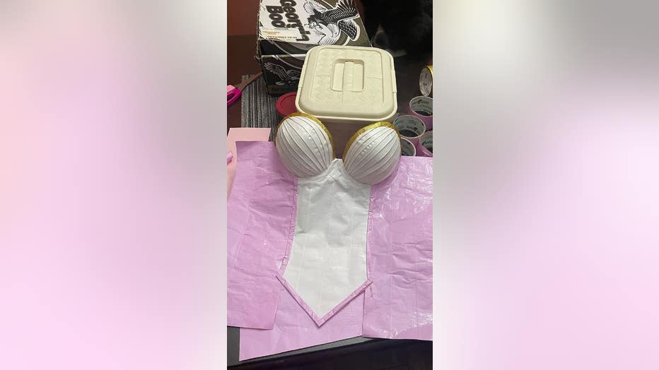 Duck Tape dress pattern on table