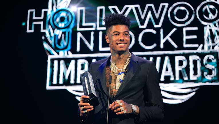 Rapper Blueface Onstage at The 2nd annual Hollywood Unlocked Impact Awards at The Beverly Hilton on June 24, 2022 in Beverly Hills, California. (Photo by Prince Williams/Getty Images)