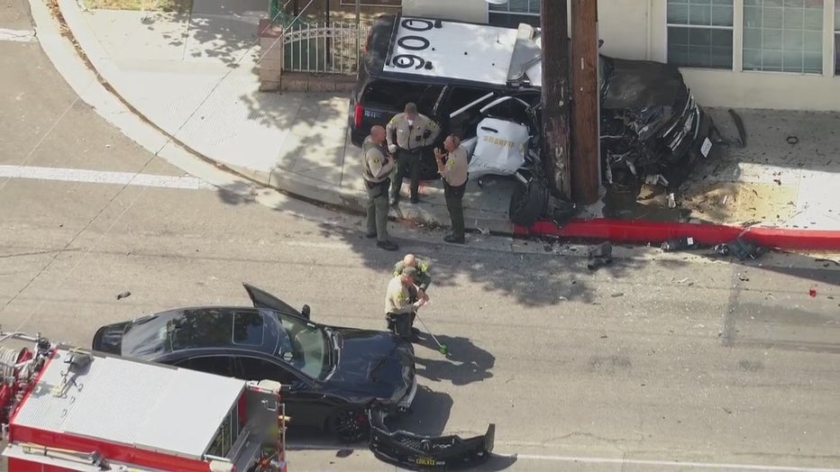 LASD Cruiser Involved In Crash In Artesia; 4 Injured | FOX 11 Los Angeles