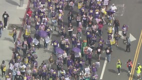 Thousands of LA healthcare workers rally on Labor Day